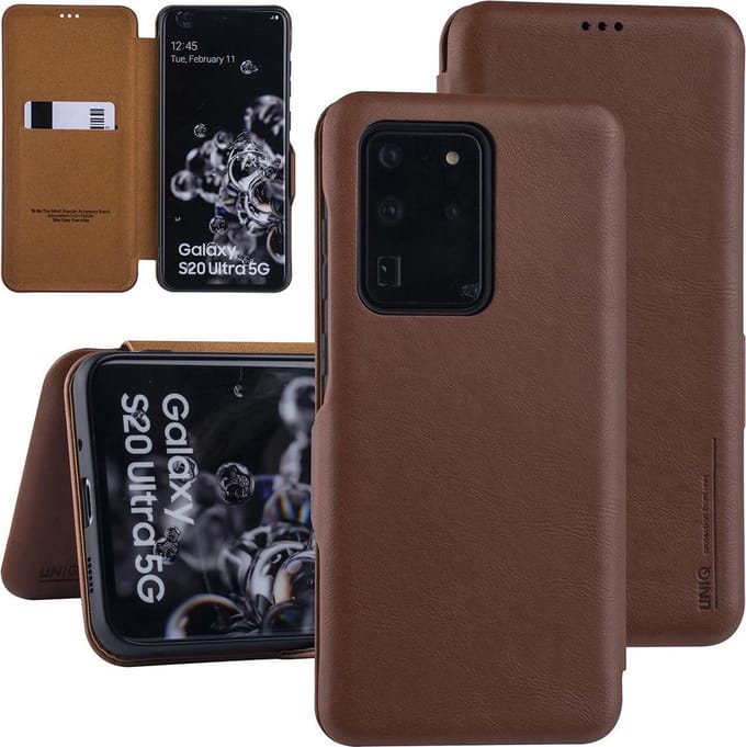 UNIQ Accessory Samsung Galaxy S20 Ultra Book Case hoesje - Bruin