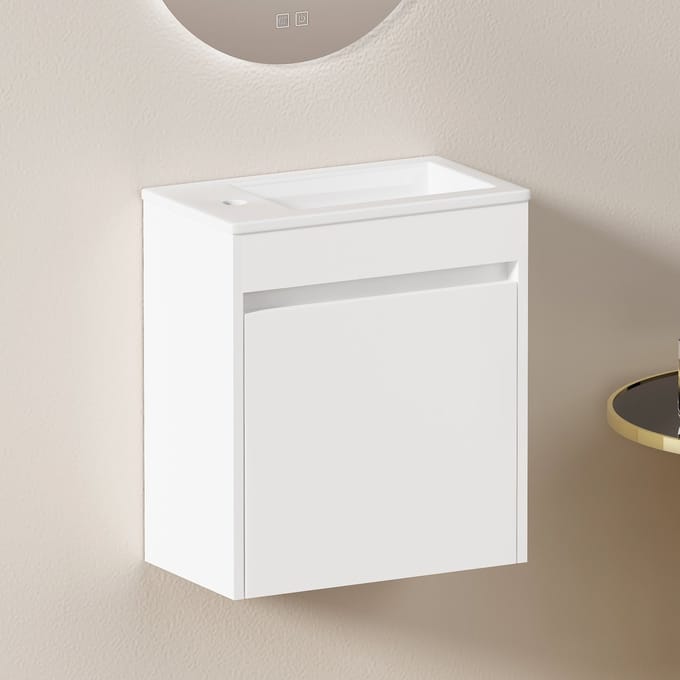 REDOM - Badkamerkast - Softclose Deur En Opbergruimte - Minimalistisch - Voor Badkamer - MDF - Wit - 46 Cm