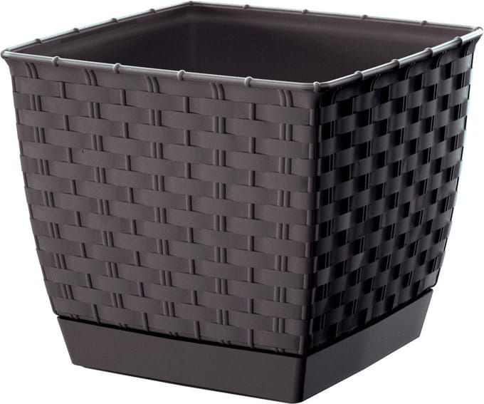 Prosperplast Plantenpot/bloempot - rotan kunststof - 22 x 19 cm cm - bruin