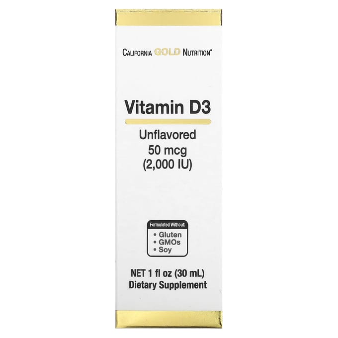 California Gold Nutrition, Vitamine D3, Non aromatisée, 2 000 UI, 1 fl oz (30 ml)