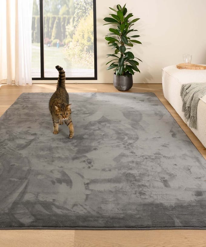 Zacht vloerkleed - Plush grijs 60x110