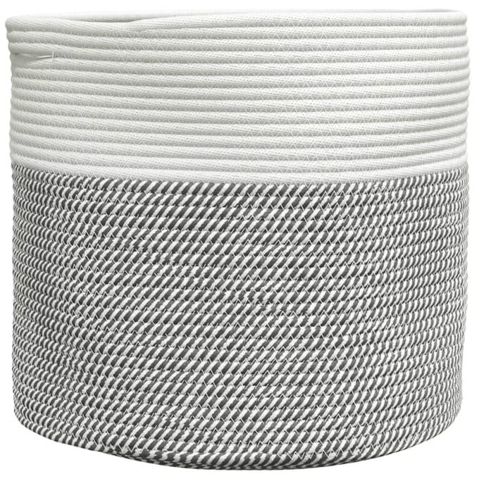 vidaXL - Opbergmand - Ø - 40x35 - cm - katoen - grijs - en - wit