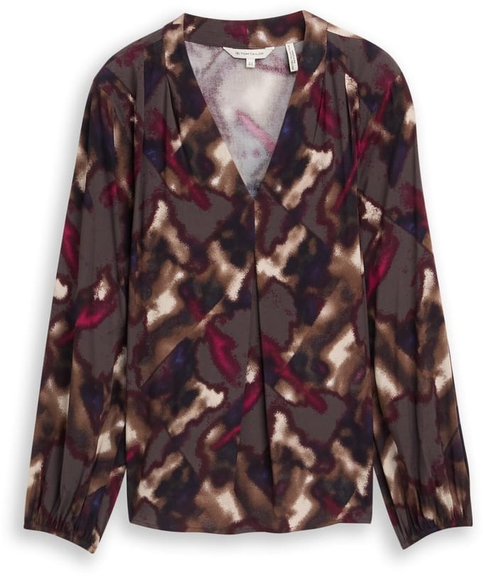 Tom Tailor - Plus Size - Blouse met patroon - Maat 50 - brown blurry argyle