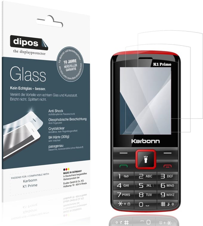 dipos – 2x Pantserfolie geschikt voor Karbonn K1 Prime | 9H Screenprotector