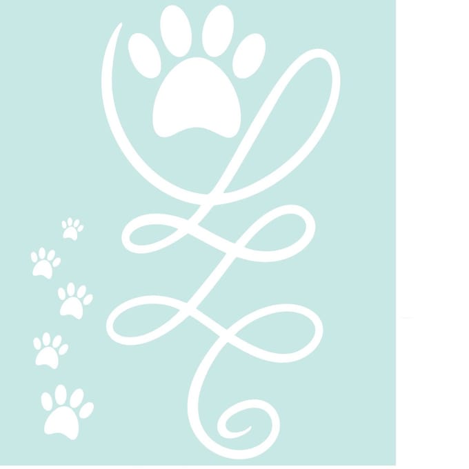 Auto - raam - bumper - sticker honden - katten pootjes met swirl
