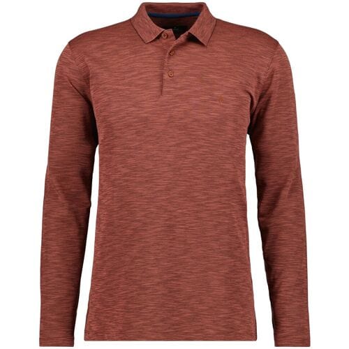 Ragman Polo Soft Knit Flame Design Long Sleeve Burnt Orange / male