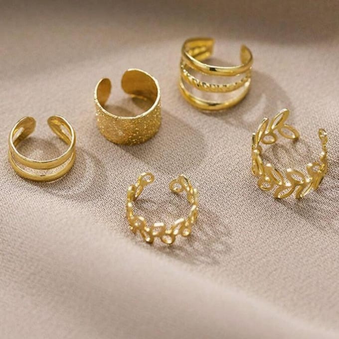 5 stuks/Set Gouden Bruid Clip-on Oorbellen Set one-size brown