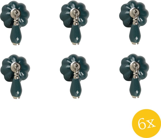 Clayre & Eef Deurknop set van 6 stuks 4x8x6 cm Groen Keramiek Meubelknop