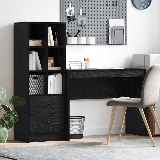 vidaXL - Bureau - Zwart - Eiken - 145,5 - x - 40 - x - 127 - cm - 2 - st