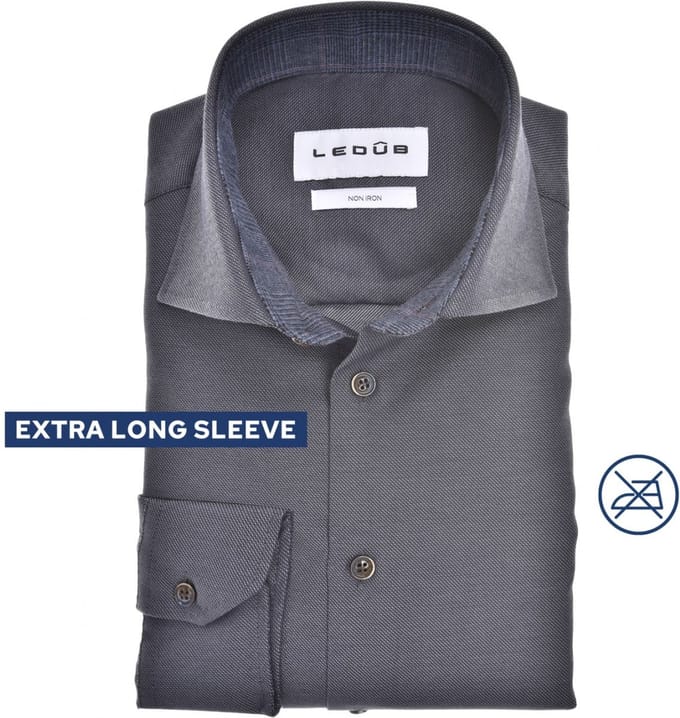 Ledûb modern fit staalgrijs mouwlengte 7