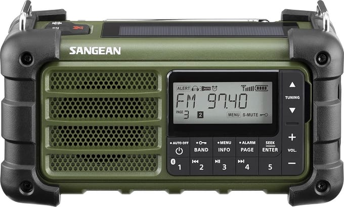 Draagbare Digitale Noodradio met Bluetooth, Solar en Handcrank