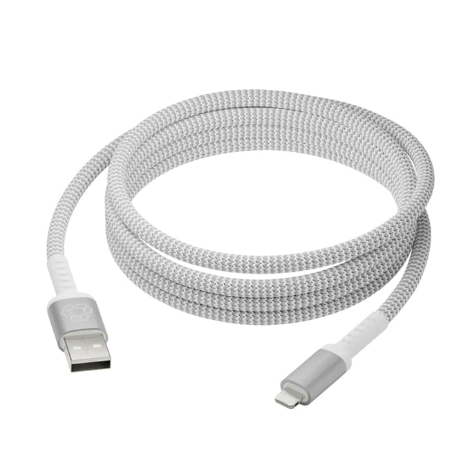 dbramante1928 re-charge - Braided oplaadkabel - USB-A naar geschikt voor Lightning - 2,5 meter - Wit