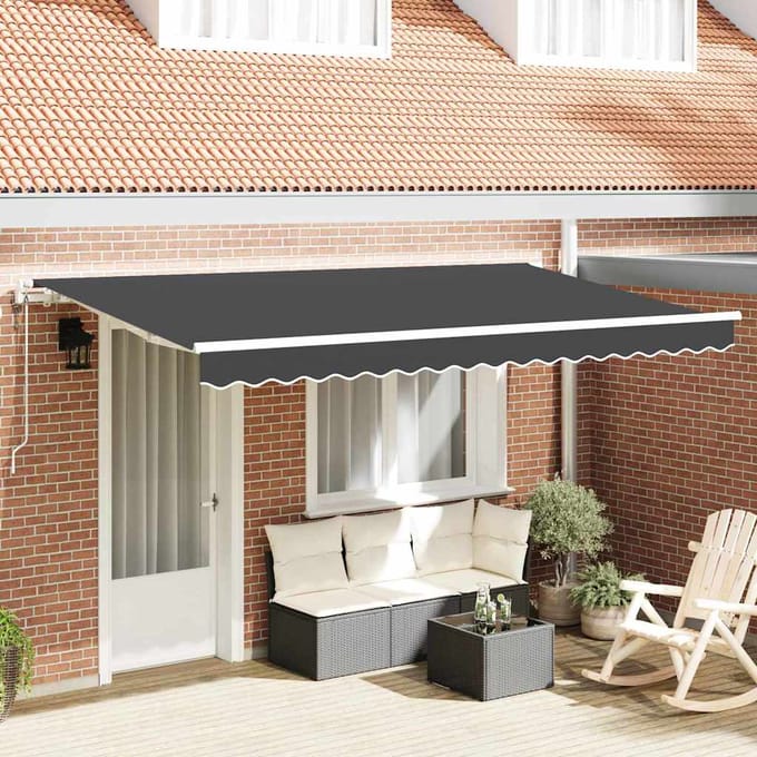 vidaXL - Uitschuifbare - luifel - Antraciet - 400 - x - 200 - cm - Stof