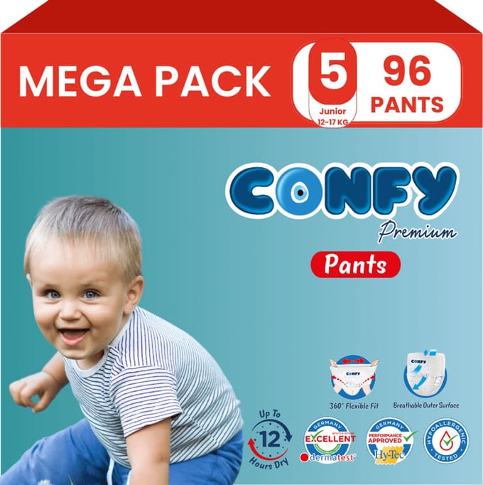 Confy Premium Pants - Luierbroekjes Maat 5 (12-17kg) - 96 Luierbroekjes - Mega Pack
