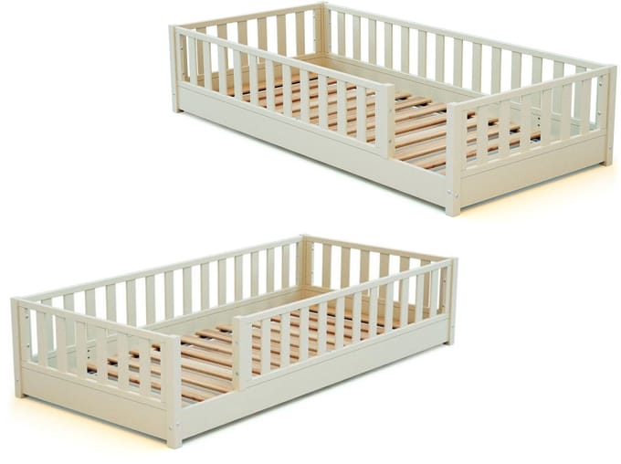 JURABABY - SONHO Kinderbed Vloerbed met matras - 90x190 - Parelwit