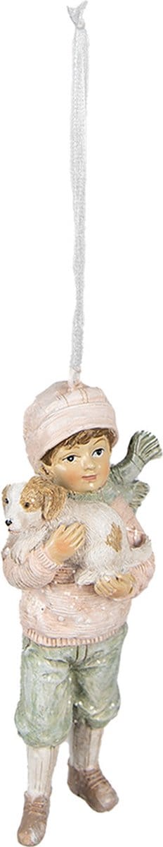 Clayre & Eef Kersthanger Kind 11 cm Roze Polyresin