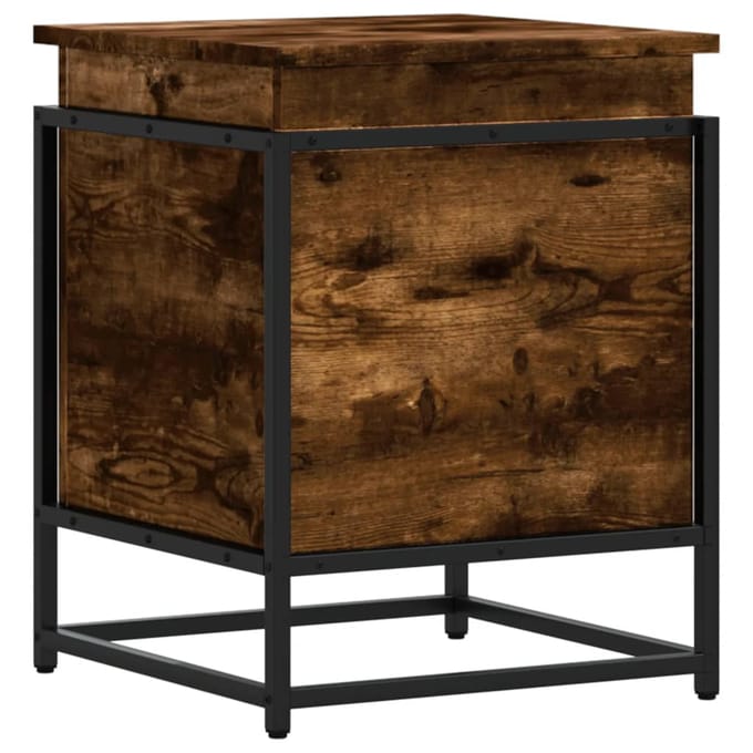 vidaXL - Opbergbox - met - deksel - 40x40x51,5 - cm - bewerkt - hout - gerookt - eiken