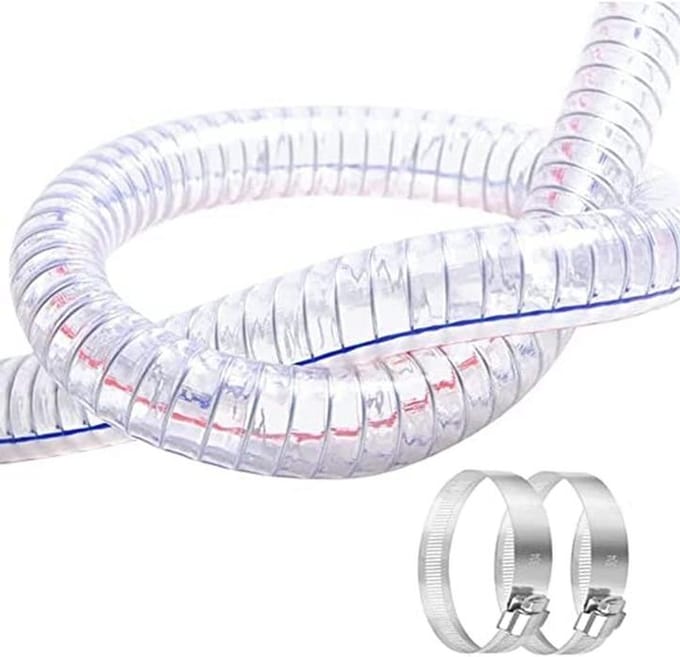 Vacuümslang 1-1/2" ID x 1-3/4" OD - 3FT Staaldraad PVC Afvoerslang met RVS Klemmen