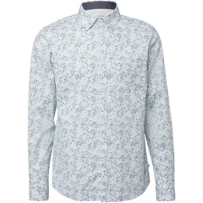 s.Oliver - male - Slim fit: shirt met lange mouwen, all-over print en Kent-kraag