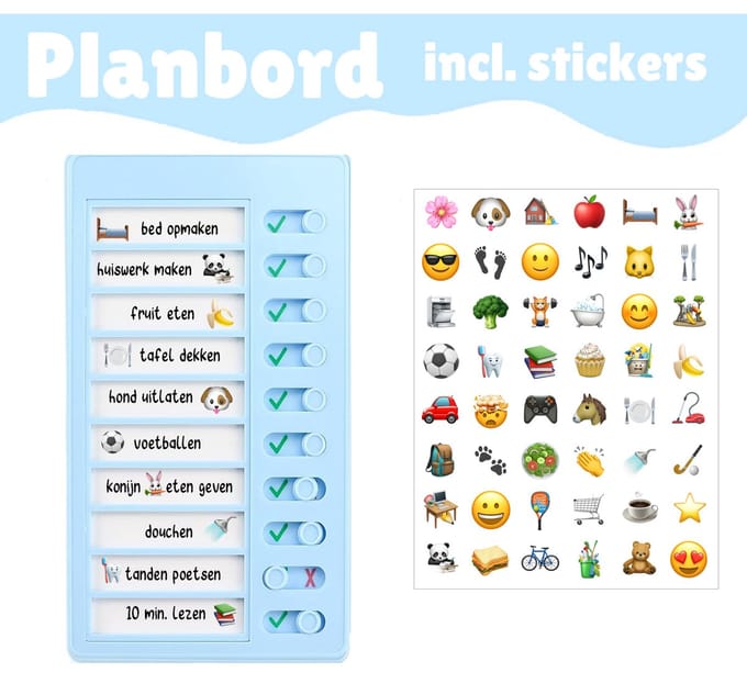 Herbruikbaar Planbord met Stickers – Dagplanner & To-do Bord - Schoolspullen