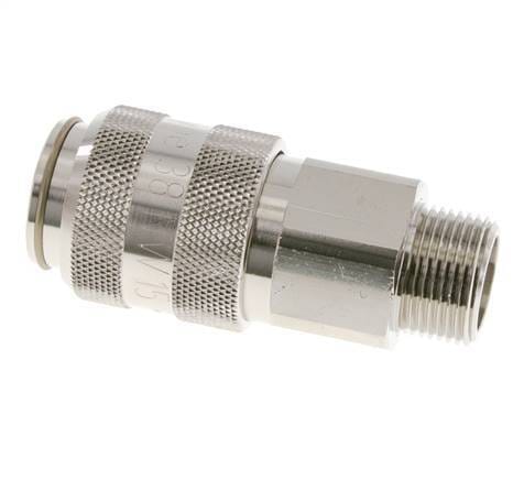 Vernikkeld Messing DN 15 Luchtkoppeling Snelkoppeling G 3/4 inch Buitendraad Double Shut-Off - CLS15-M-BN-SV-P-034