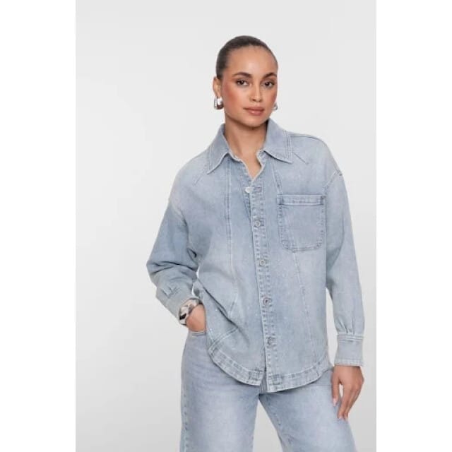 Geisha Jeans Overshirt Stones Bleached Denim Stones Größe: S | Business hemden Outlet | Damen | Blau