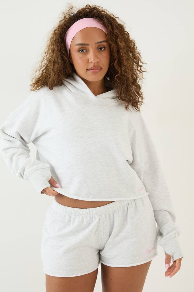 Dames Dsgn Studio Lichtgewicht Boxy Crop Hoodie | Ash Grey | Maat: Small