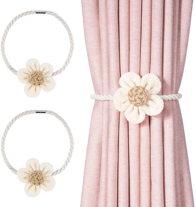 Magnetische Gordijnhouders - Elegante Boho Decoratie - 2 Stuks - Beige
