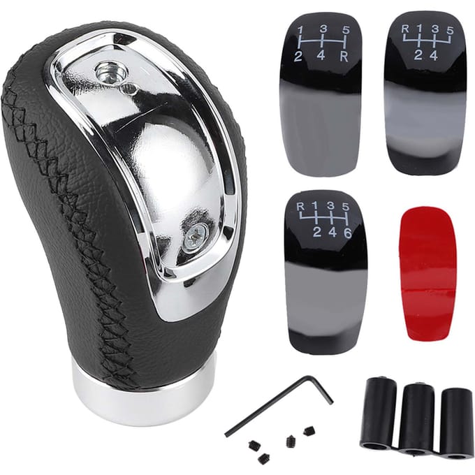 Pommeau de levier de vitesse universel en cuir noir pour voiture gray