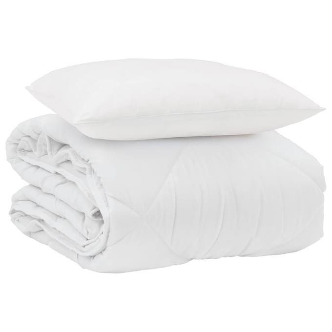 vidaXL - Zomer - Deken - met - kussen - 2 - st - Wit - Microvezel