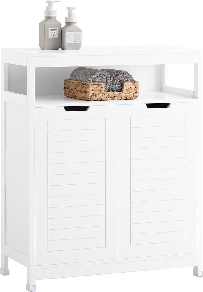 SoBuy Badkamerkast - Lage Kast - 2 Deurs - 100 x 42 x 20 cm - Wit