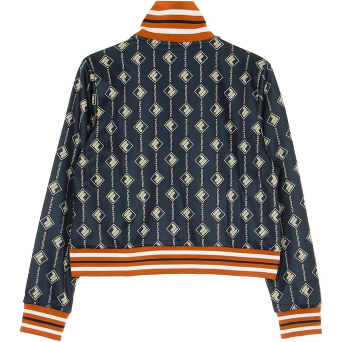 Hamo trainingsjack voor dames met all-over print, zwarte iris/kaneelstok