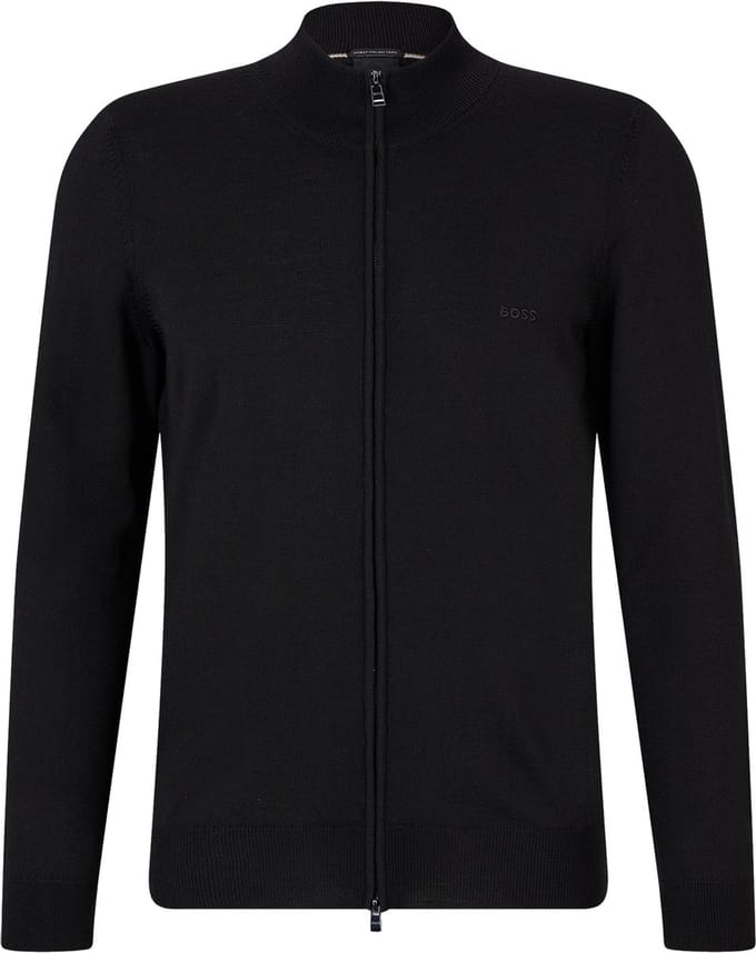 BOSS Balonso regular fit vest wol - heren vest middeldik - zwart