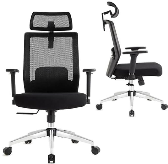 Ergonomische Bureaustoel met Hoge Rugleuning en Verstelbare Lendensteun