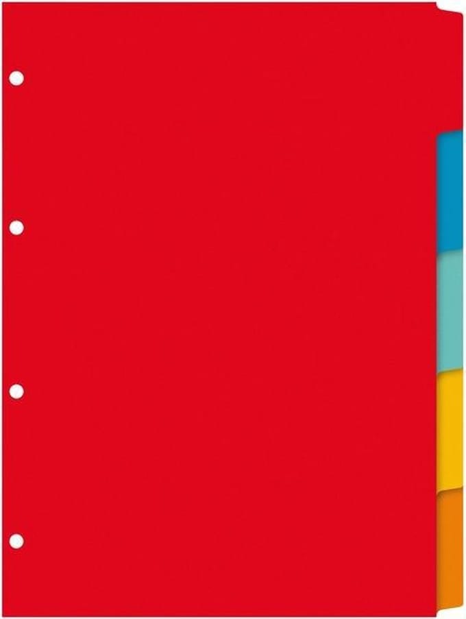 10 x Kartonnen tabbladen Kangaro * 4-gaats * 5-tabs * assorti * beschrijfbaar