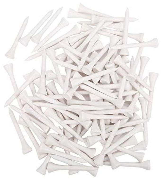 100 Stuks Houten Golf Tees Wit - 54mm Trainings Tees voor Golf