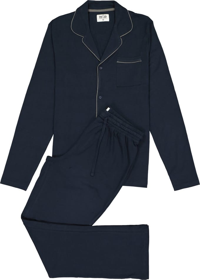 TEN CATE men pyjama - met knoopjes - donkerblauw