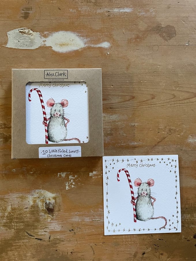 Alex Clark Kerstkaarten Muis ~Mouse & Candy Stick'