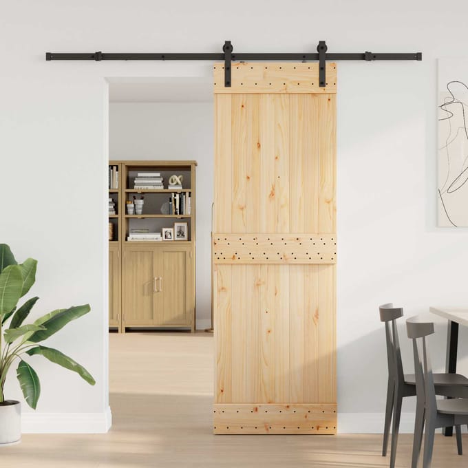 vidaXL - Schuifdeur - NARVIK - Naturel - en - Zwart - 70 - x - 210 - cm - (213,5 - cm)