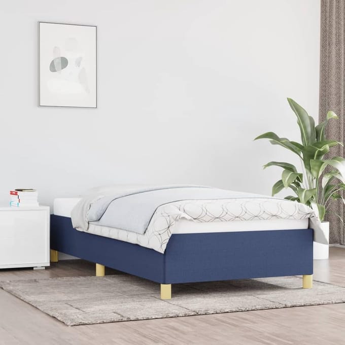 Bedframe stof - Eenpersoonsbed frame - Slaapkamer meubel - Modern design - 100 x 200 cm - Blauw