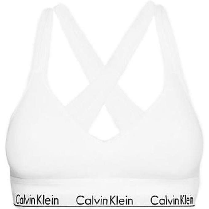 Calvin Klein Solide Col en V Coupe Slim Pull Soutien-gorge Sous-vêtements Femme QF1654E100 L white