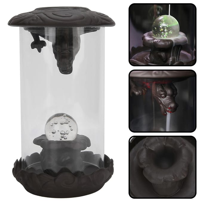 Brûleur d'encens à refoulement Dragon Porcelaine Rouge Créatif Lumière LED Pare-vent Décoration d'intérieur white