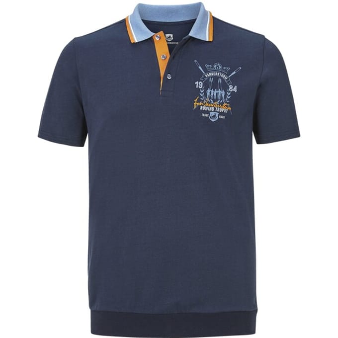 Jan Vanderstorm herren Poloshirt - 80/82 - donkerblauw - Plus Size