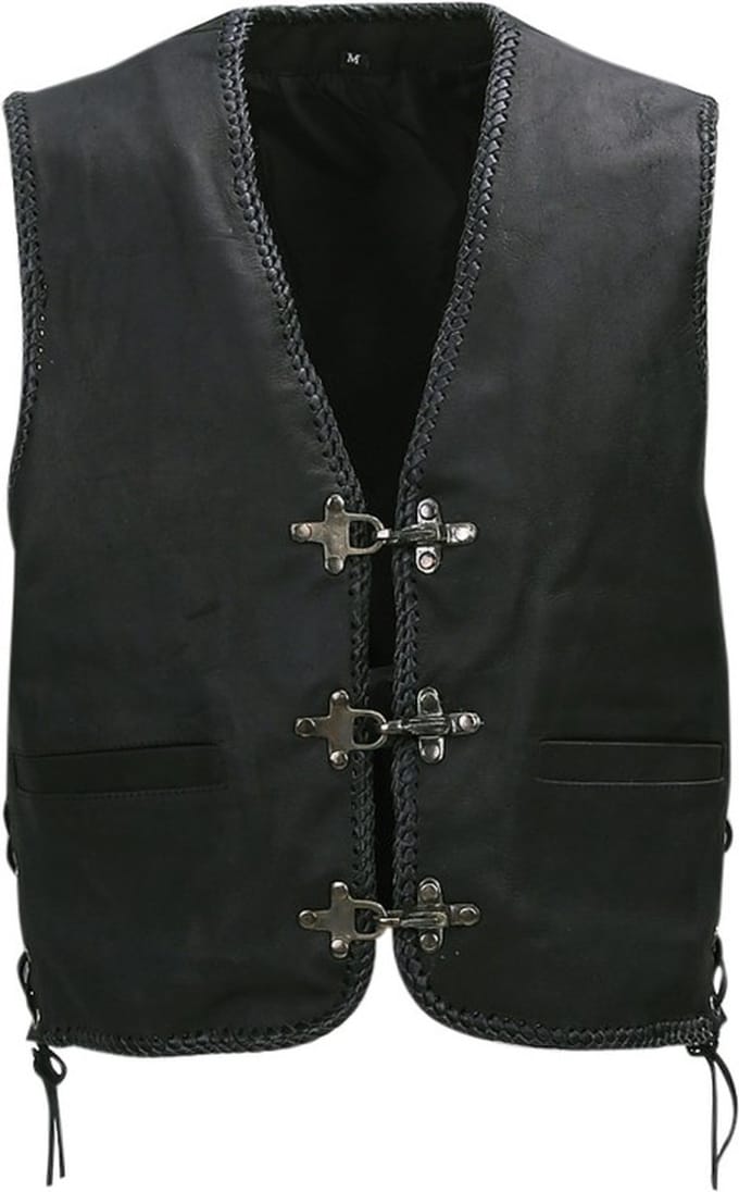 Biker vest leder X-treme zwart - M