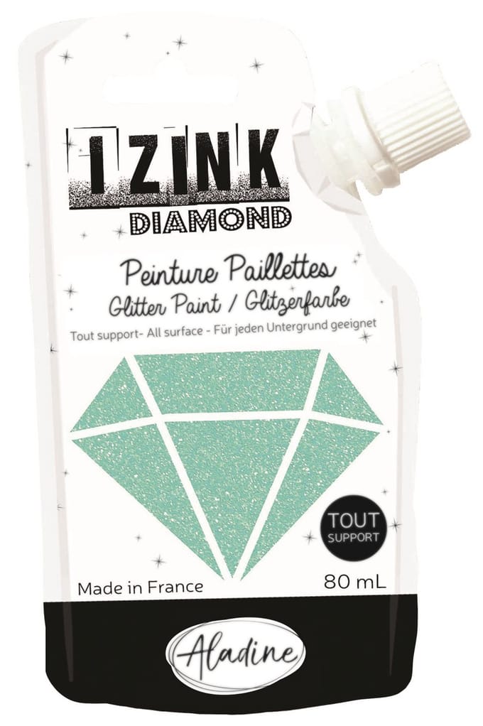 Aladine glitterverf Izink Diamond 80 ml pastelgroen knutselverf.