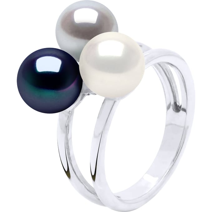 Ring Trilogie Bulk - 3 Echte Cultured Zoetwater Parel Ronde 7-8 mm