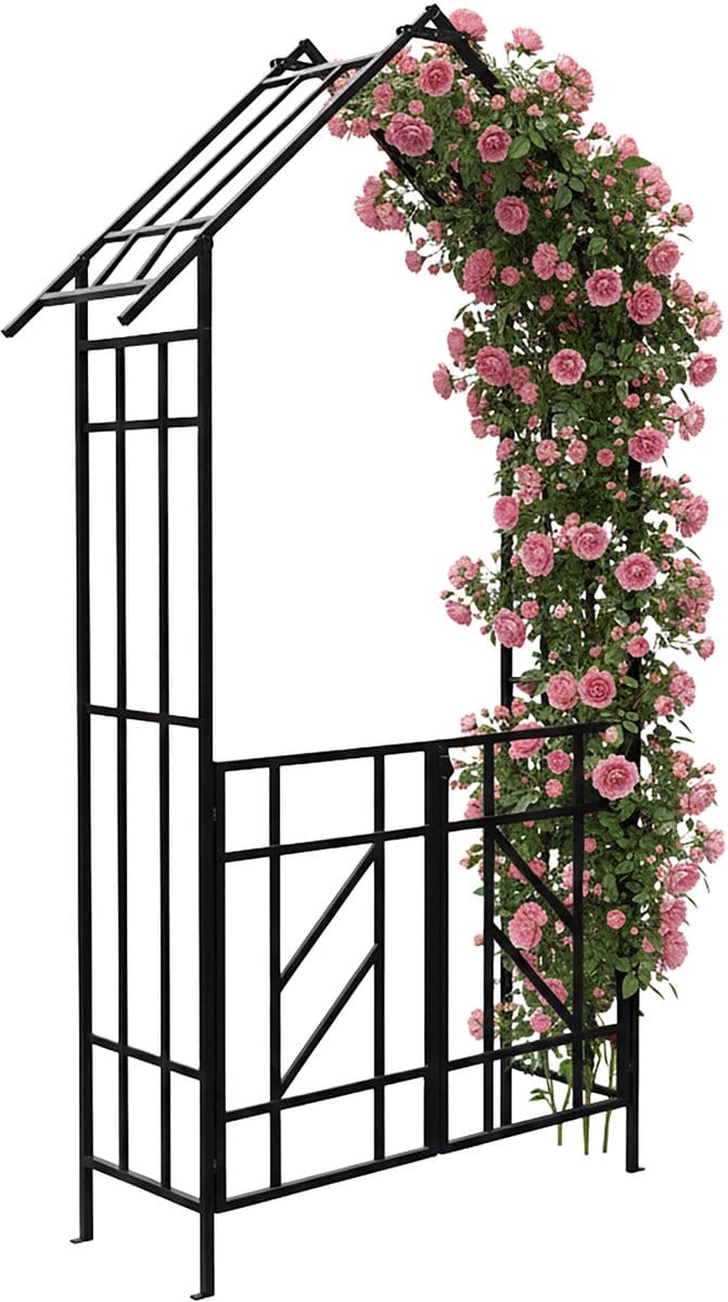 Rozenboog met poort - 247x148x43 cm - metaal