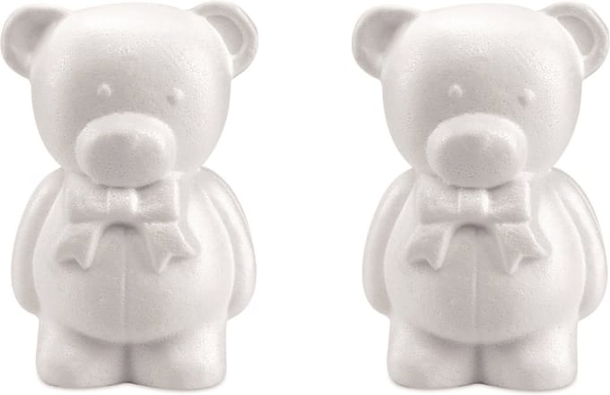 Piepschuim hobby knutselen vormen/figuren dieren - 2x - beer/beren - 20 cm - wit