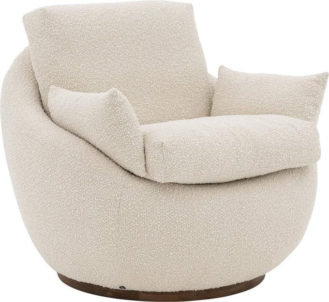 Goossens Fauteuil Lazy - Stof - Wit
