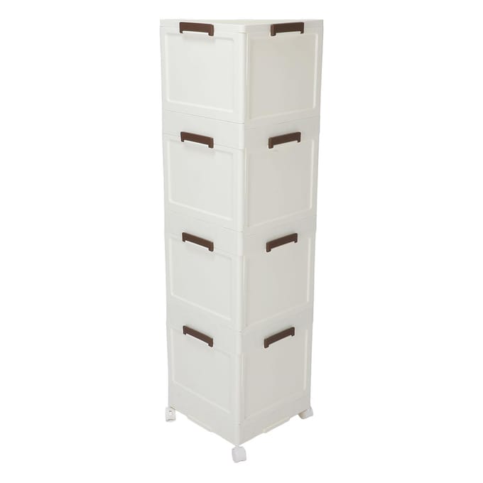 Hoekkast met 4 Verrijdbare Wielen Hoekplank Standaard Boekenkast voor Kleine Ruimte Badkamer white